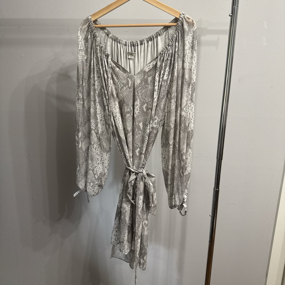 All Saints Gray and White Snake Print Dress